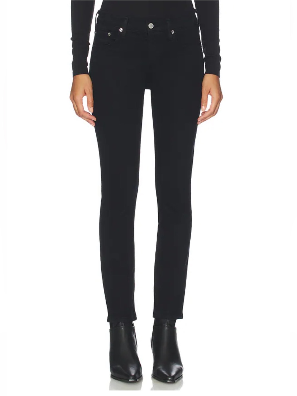 NWT AGOLDE Cocktail Ankle Jeans Black Low Rise Slim Fit Size 28